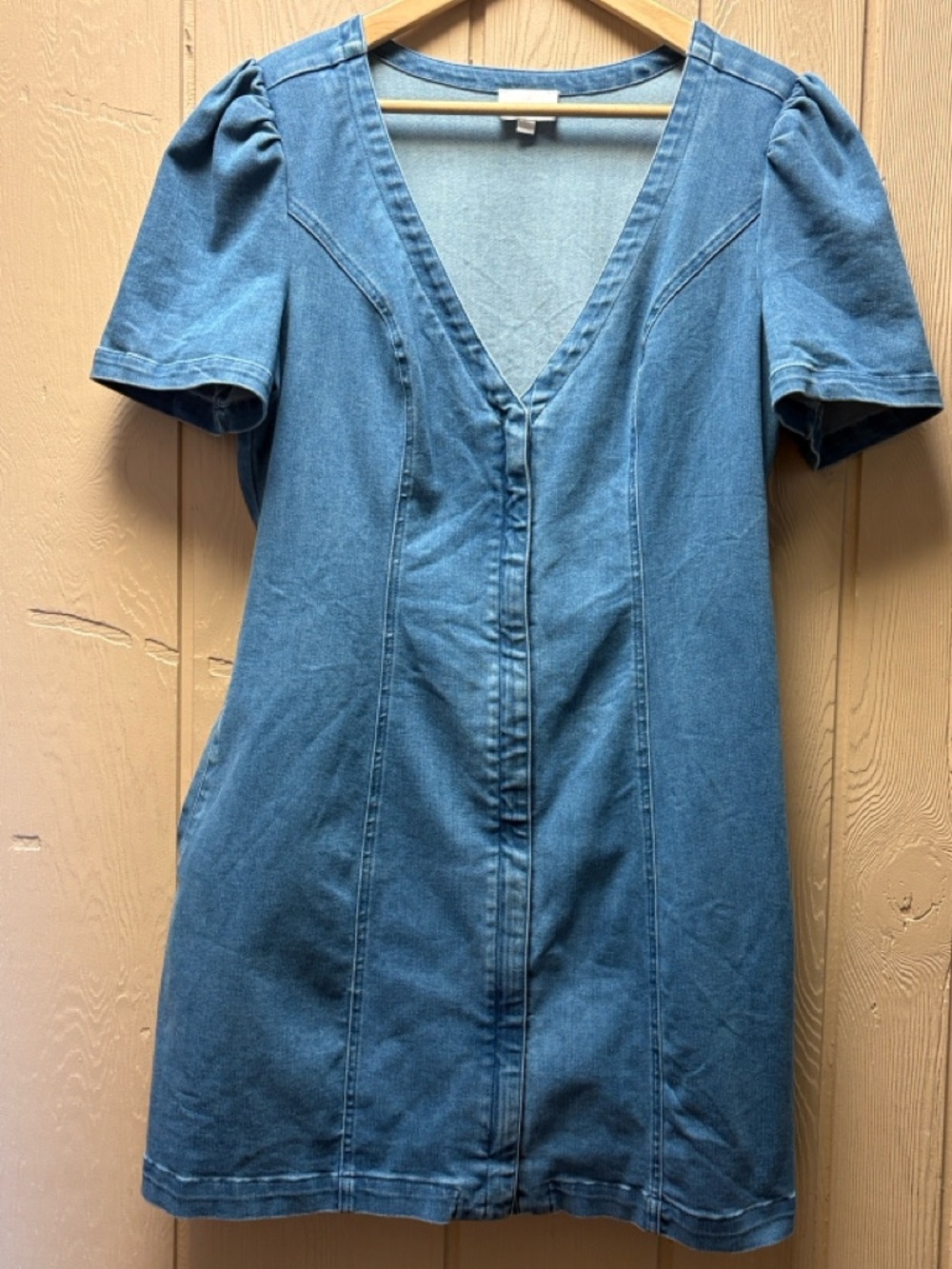 Sugarlips Blue Denim V-Neck Mini Dress